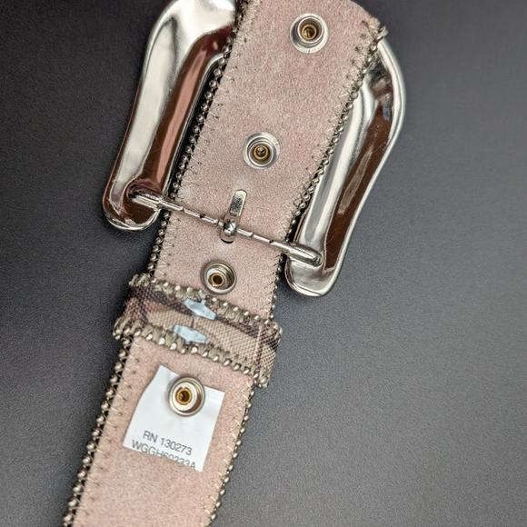 Western Belt Womens Medium Camo Leather Studs Pink Rhinestones Silvertoned Rodeo main image 8